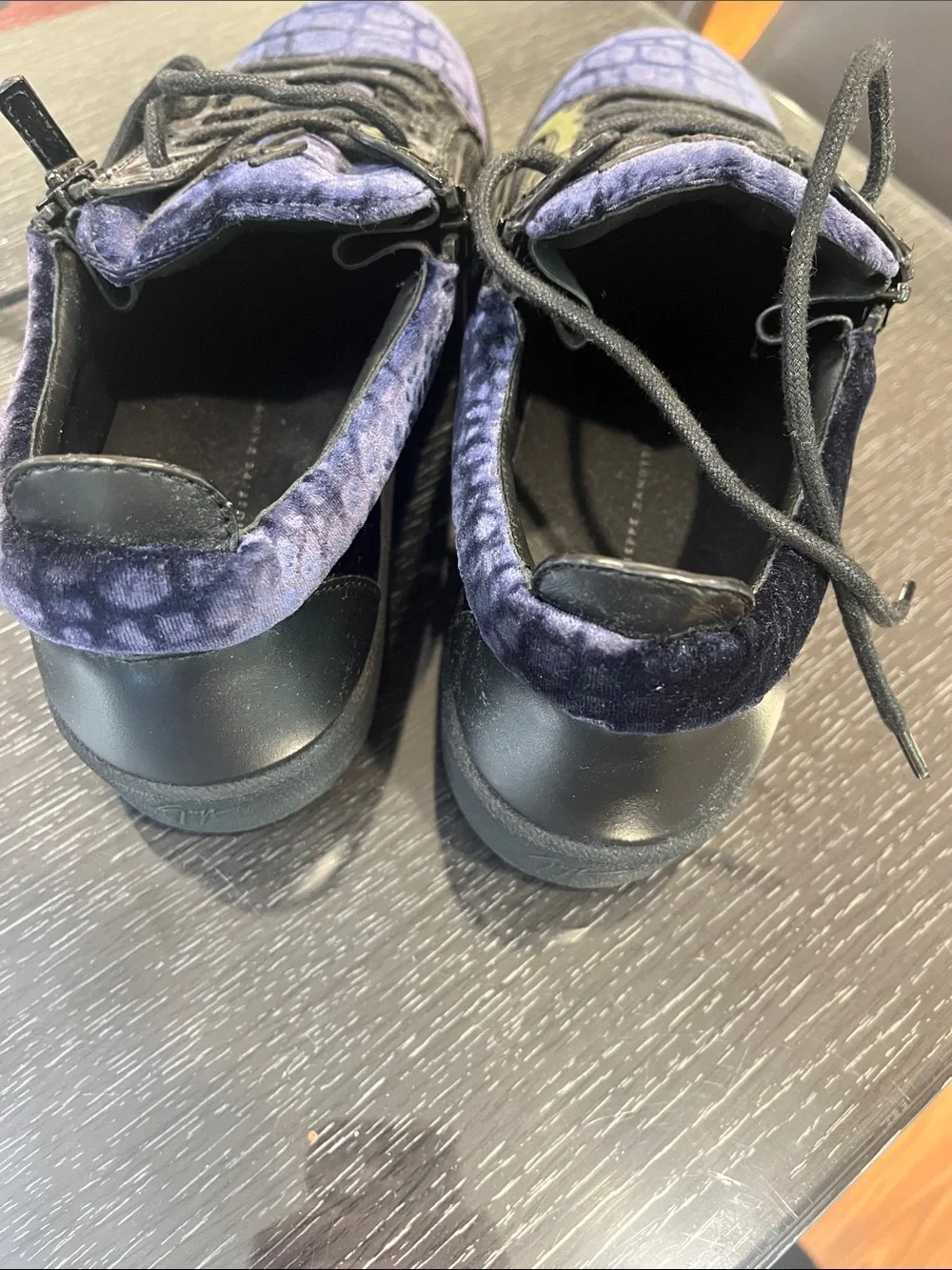Giuseppe Zanotti Men's Velvet Lace-Up Sneakers in Purple and Black